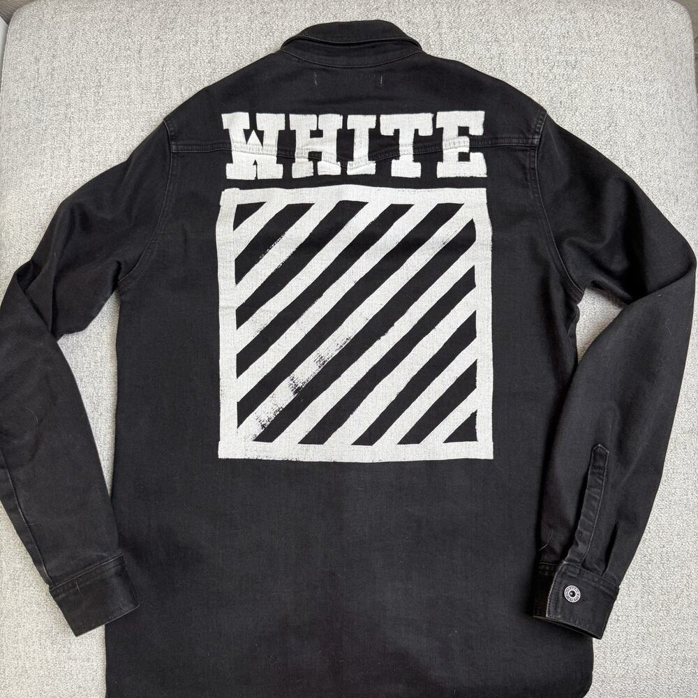 Off-White c/o Virgil Abloh Big Logo Black Denim Shirt Mens M